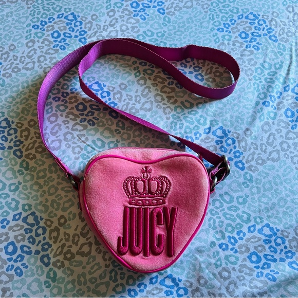 Vintage Pink Juicy Couture Purse Crossbody Shoulder Bag Handbag Velour Small